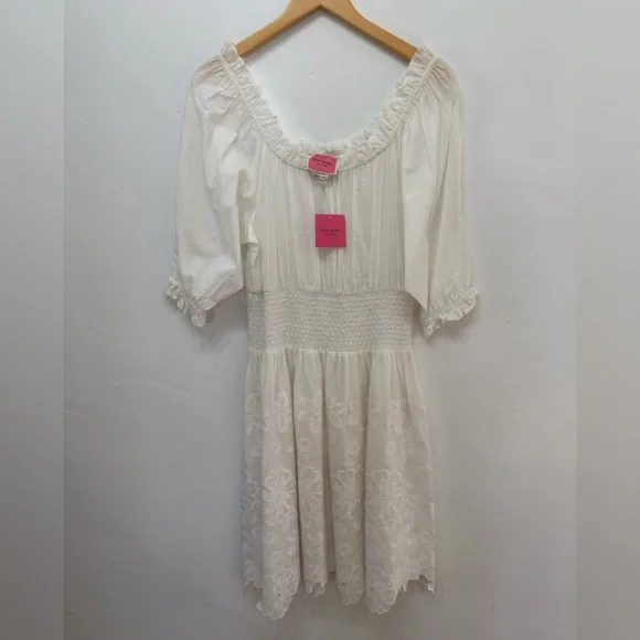 🆕 Kate Spade Broderie Anglaise Floral Smocked Summer Dress, New with Tags, XL - Picture 2 of 5